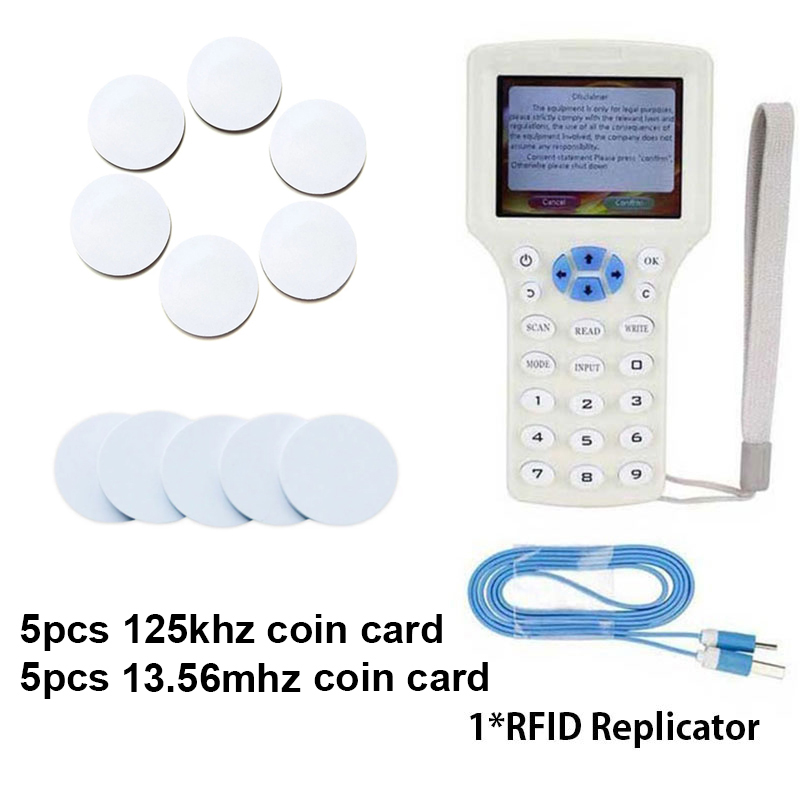 10 frekvens nfc smart rfid läsare skrivare 125 khz kopiator duplicering 13.56 mhz usb-kopia intercom nyckel programmerare krypterat nyckelkort: Paket 4