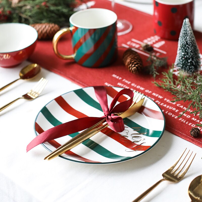 Ceramic plates and bowls set Coffee mug christmas plates salad sushi dessert plate tableware dinner sets dishes trays decorative