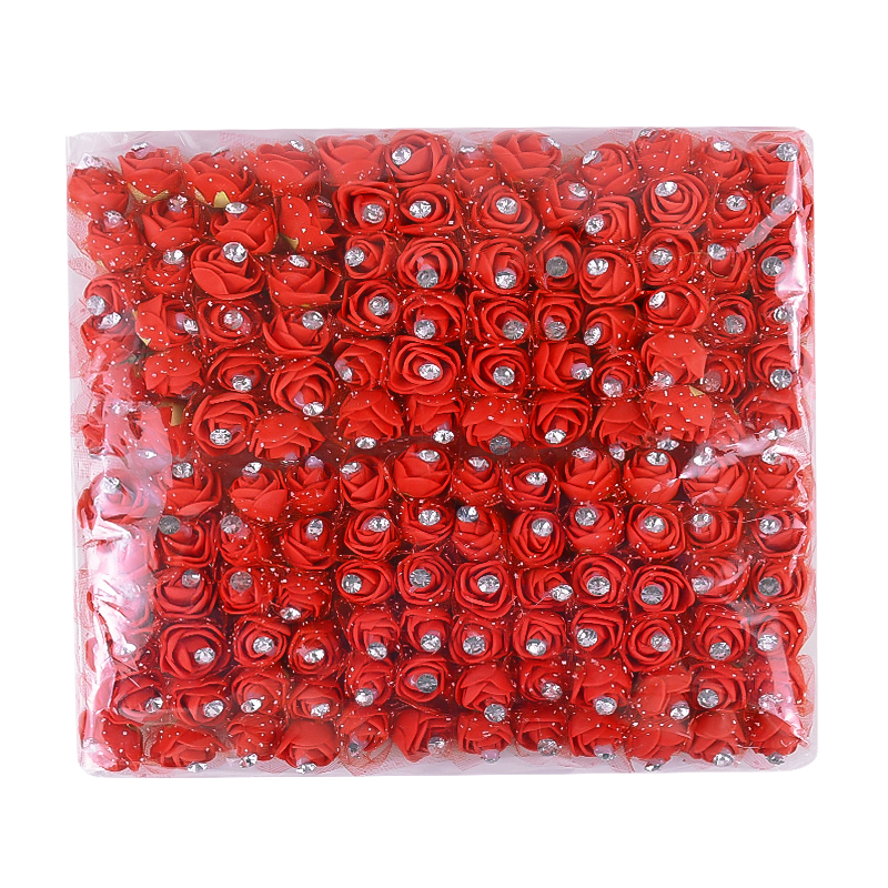 144 Stuks Mini Kunstbloemen Hoofd Met Strass Schuim Teddybeer Rozen Boeket Voor Bruiloft Home Decor Kerstkrans: Goud