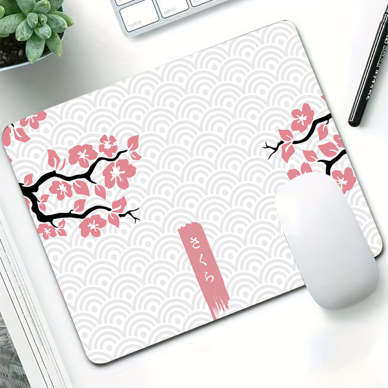 Tapis de souris Sakura rose, petits tapis de souris de jeu antidérapant, 22x18cm, Base en caoutchouc, tapis de bureau d'entreprise, pour tapis mignons