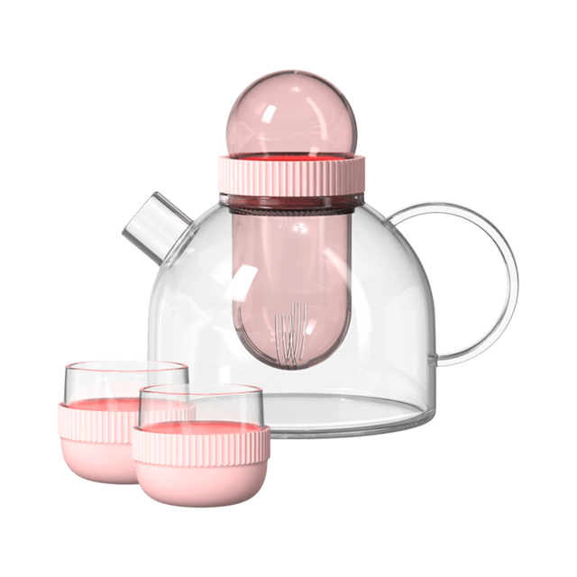 Xiaomi Glass Teapot Set Heat Resistant Household Spherical Tea Kettle With Infuser Heatable Water Jug Tea Tools Bar Supplies: Pink
