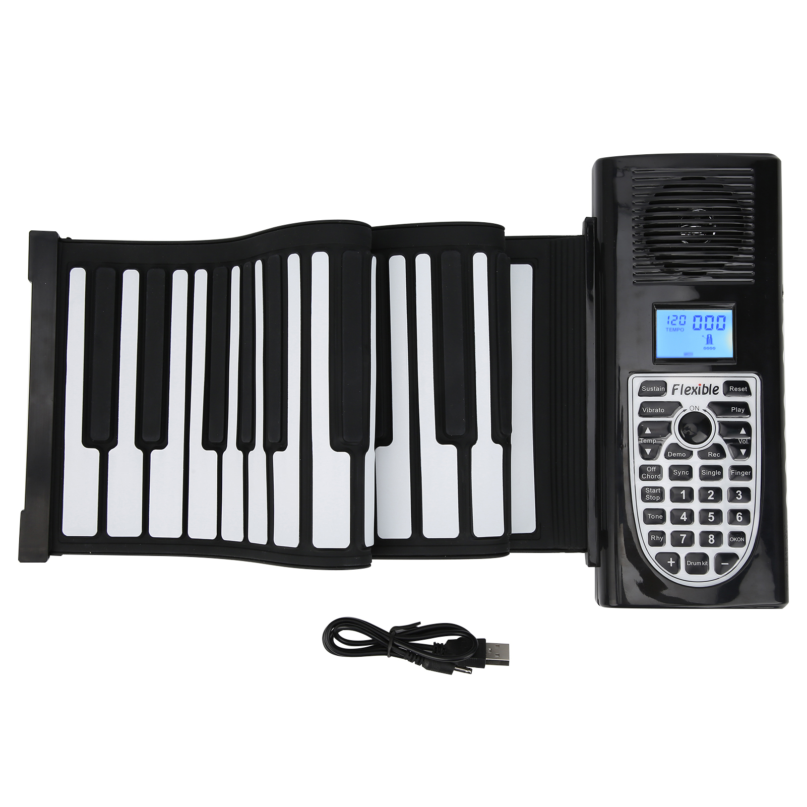 Soft Keyboard Piano 49-Key Roll Up Elektronische Multifunctionele Verdikte Polyfone Siliconen Hand Gerold Piano (Zonder Batterij)