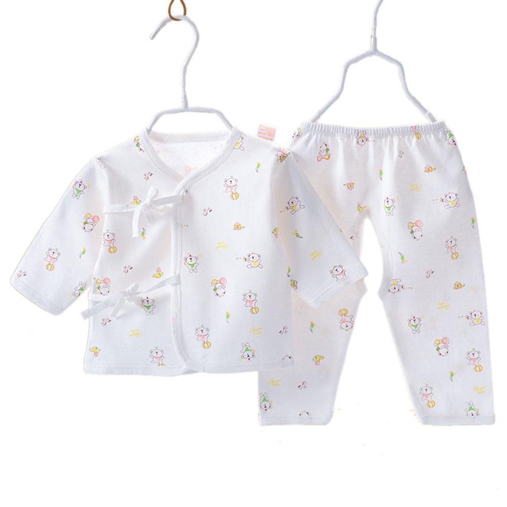 Kidlove Kids Baby Infant Girls Boys Cute Printing Cotton Gowns Top+Pants Set: yellow bear