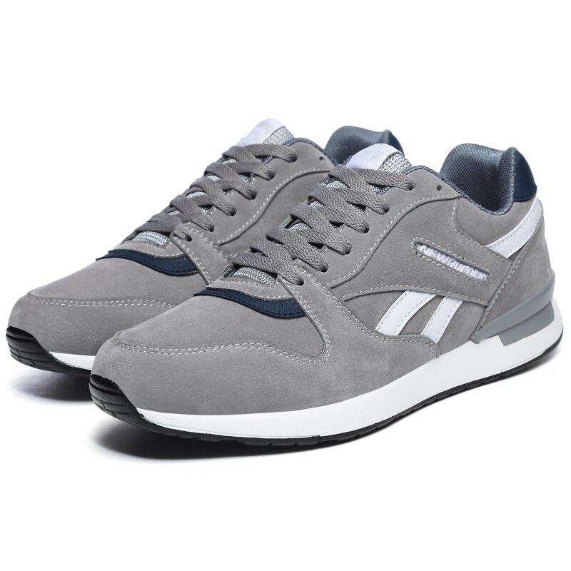 Mannen lederen sneaker Unisex Lente casual Trainers Ademende outdoor wandelschoenen licht gewicht antislip Rubberen zool: grey / 43