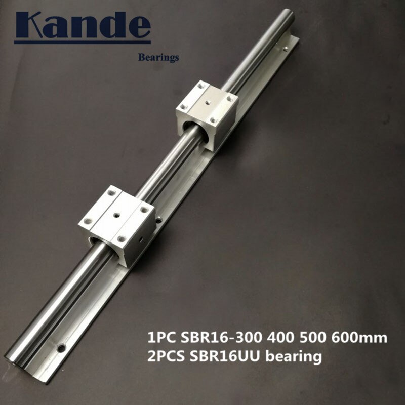 Trilho linear 16mm sbr16-300 400 500mm 1 pç guia linear sbr16 + 2 pçs blocos sbr16laptop para cnc