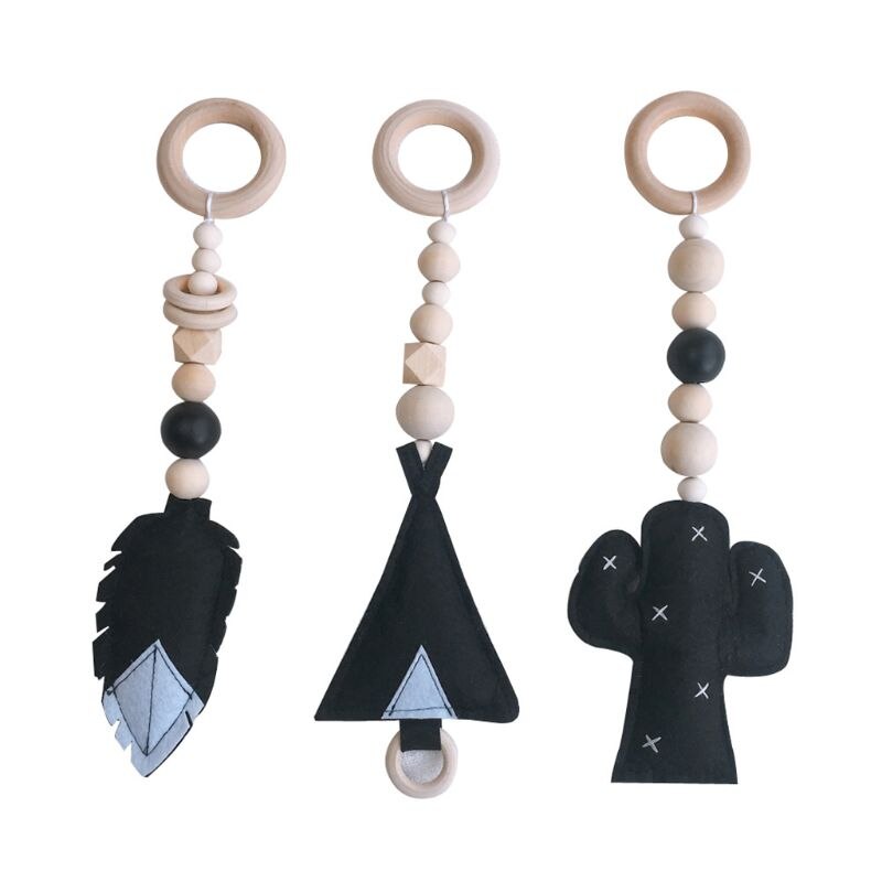 Caudblor Speeltrapezium van hout, babyspeelgoed, puzzelgym inclusief hangers, actief speelgoed voor babygymnastik, babykamer en kinderkamer decoratie