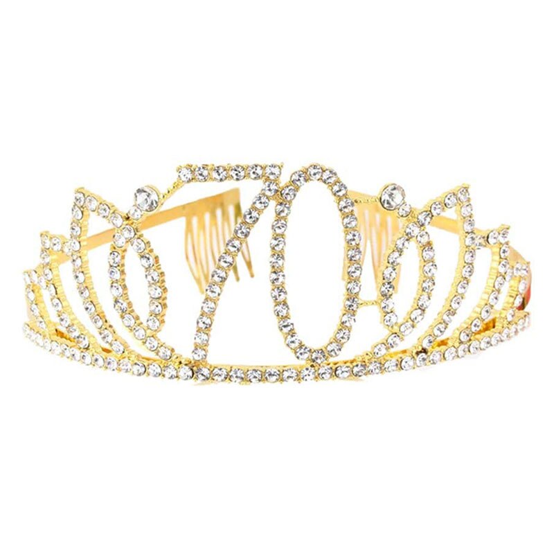 Silber Gold Kristall 70 80 Geburtstag Tiara Krone Kuchen Deckel Frauen Glückliche 70th 80th Geburtstag Party Dekoration Lieferungen Favor