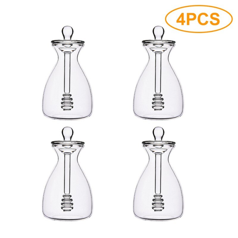 Frascos de vidrio para miel con caja 2 en 1, jarra de miel hecha a mano con cucharón, olla de miel de 11 onzas/14 onzas con barra de agitación, utensilios de cocina, novedad de 1/4 Uds