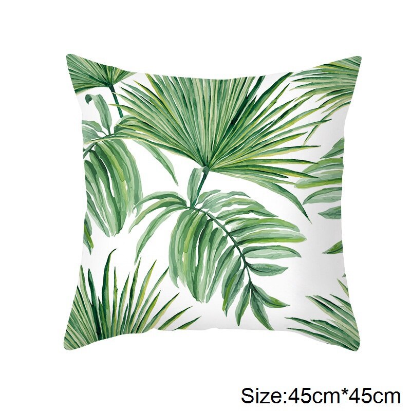 Artificial Palm Leaves Hawaiian Luau Party Jungle Beach Theme Party Decoration Hawaii Home Decor Summer Tropical Party: 18inch pillow case 1
