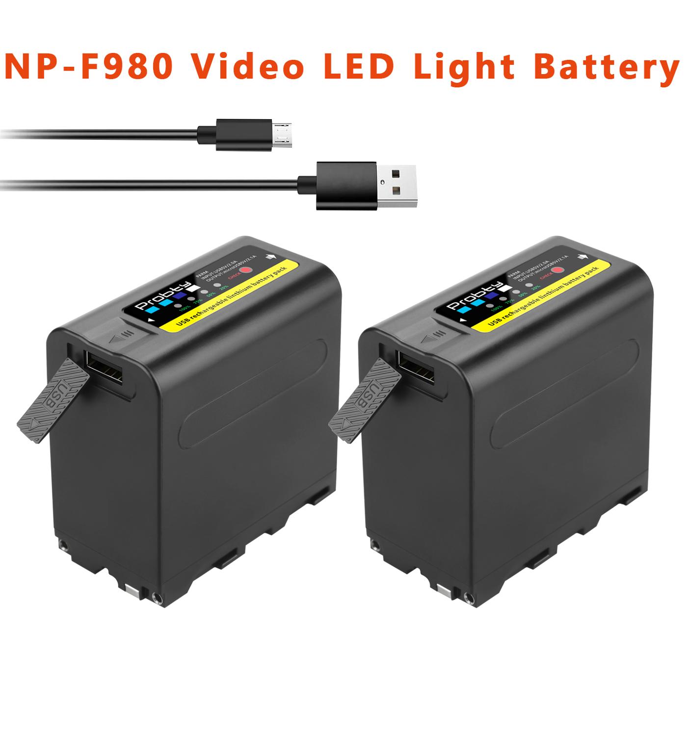 8800Mah NP-F970 NP-F980 Met Led Power Indicator Fotografische Lamp Batterij Voor Np F970 F960 Led Video Light Lamp Batterij