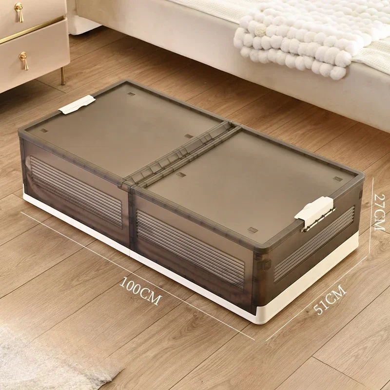 Storage Organizer Underbed Storage Box for Household Use with Wheels ,Flat Organizing Box,Foldable Bed Tail Clothing Storage Box: VIOLET/紫罗兰