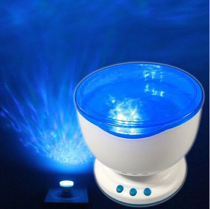 Led Nachtlampje Projector Aurora Master Blauw Zee Golven Oceaan Projectielamp met Speaker voor Slaapkamer Decoratie