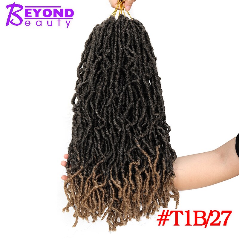 Faux Loks Häkeln Haar nu Loks Haar 18 Zoll 20 Wurzeln/Packungen Synthetische Häkeln Haar Ombre Flechten Haar Verlängerung: T1B/27 / 3 Teile/los