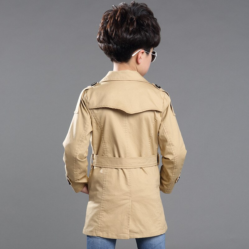 Garçon Trench Coat avec ceinture à manches longues vêtements d'extérieur enfants coupe-vent enfants Trench Coat noir et kaki vêtements d'extérieur 4-16Y