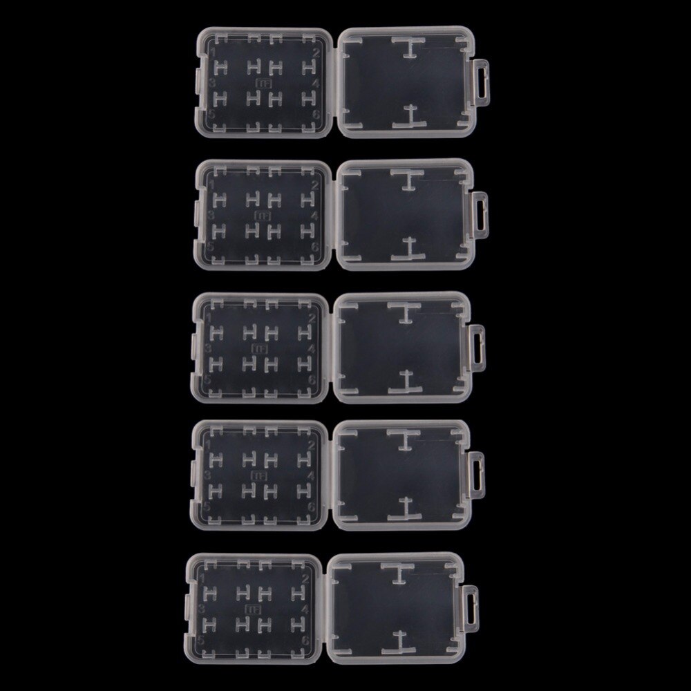 5Pcs 8 In 1 Plastic Transparante Standaard Sd Sdhc Memory Card Case Houder Box Storage C26