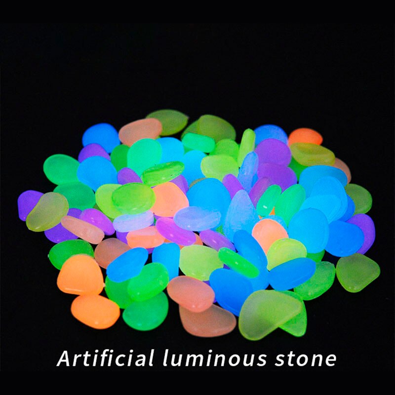 100pcs Garden Glow in the Dark Luminous Pebbles for Walkways Plants Aquarium Decor Glow Stones Garden Decoration