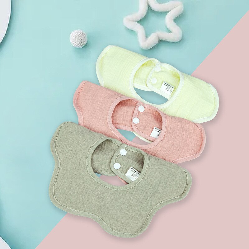 4PCS Six-layer Cotton Gauze Baby Feeding Bibs 360 Degree Rotating Crepe Petal Bib Kids Saliva Towel Scarf