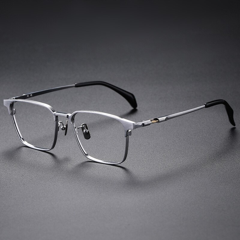 Monture de lunettes en titane pur pour hommes et femmes, monture carrée, myopie, Prescription optique, Vintage, ordinateur: silver