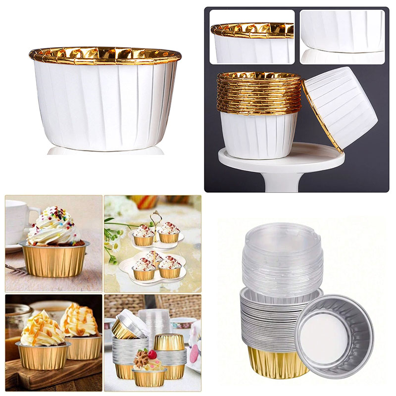 Stampi per crostate usa e getta in foglio di alluminio con coperchi mini stampi per torte e cupcake per forniture da cucina da asporto per forno e congelatore