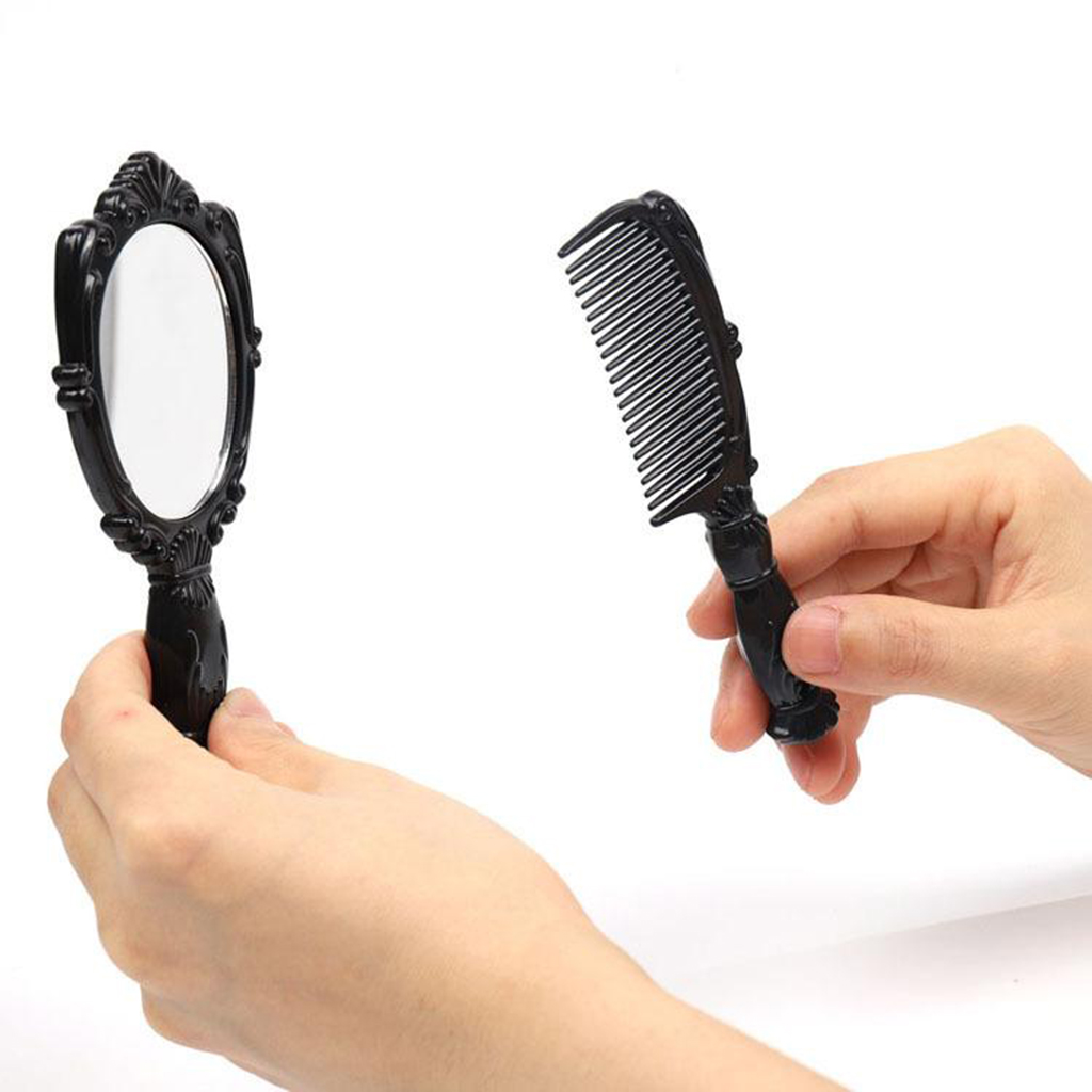 Juego de Peine de espejo de mano, espejo de tocador decorativo Vintage, juego de peine, herramientas de peinado del cabello,