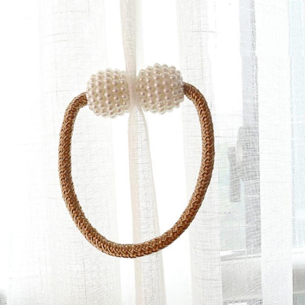 Abrazadera magnética para cortina, soporte de anillo para cortina, cuentas de perla de imitación, accesorios decorativos para el hogar