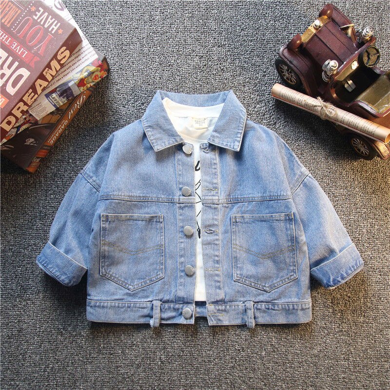 Baby Jungen Denim Jacken Frühling Herbst Neue freundlicher Koreanisch Feste Mäntel Revers Taschen lässig Jacken für Jungen freundlicher Kleidung