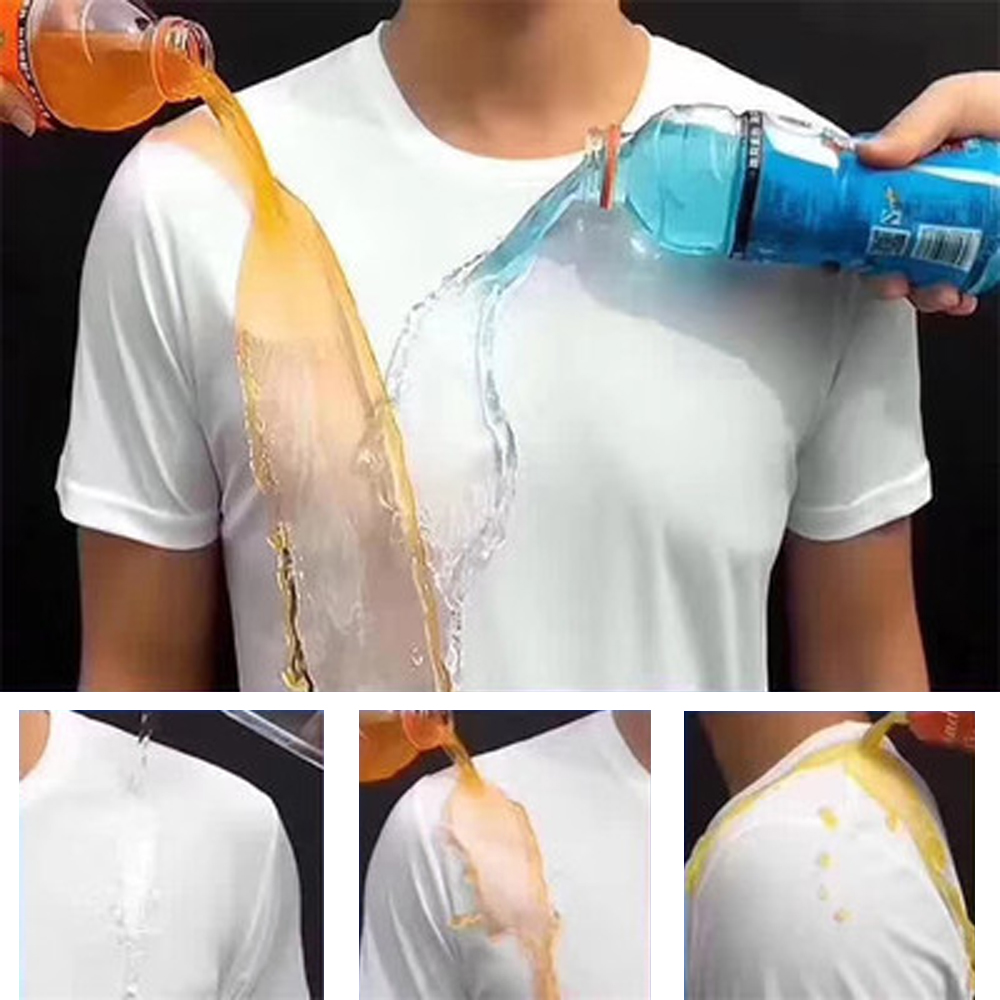 Camiseta impermeable antisuciedad para hombres, camiseta creativa hidrofóbica a prueba de manchas, transpirable, camisa de secado rápido, Manga corta para hombres