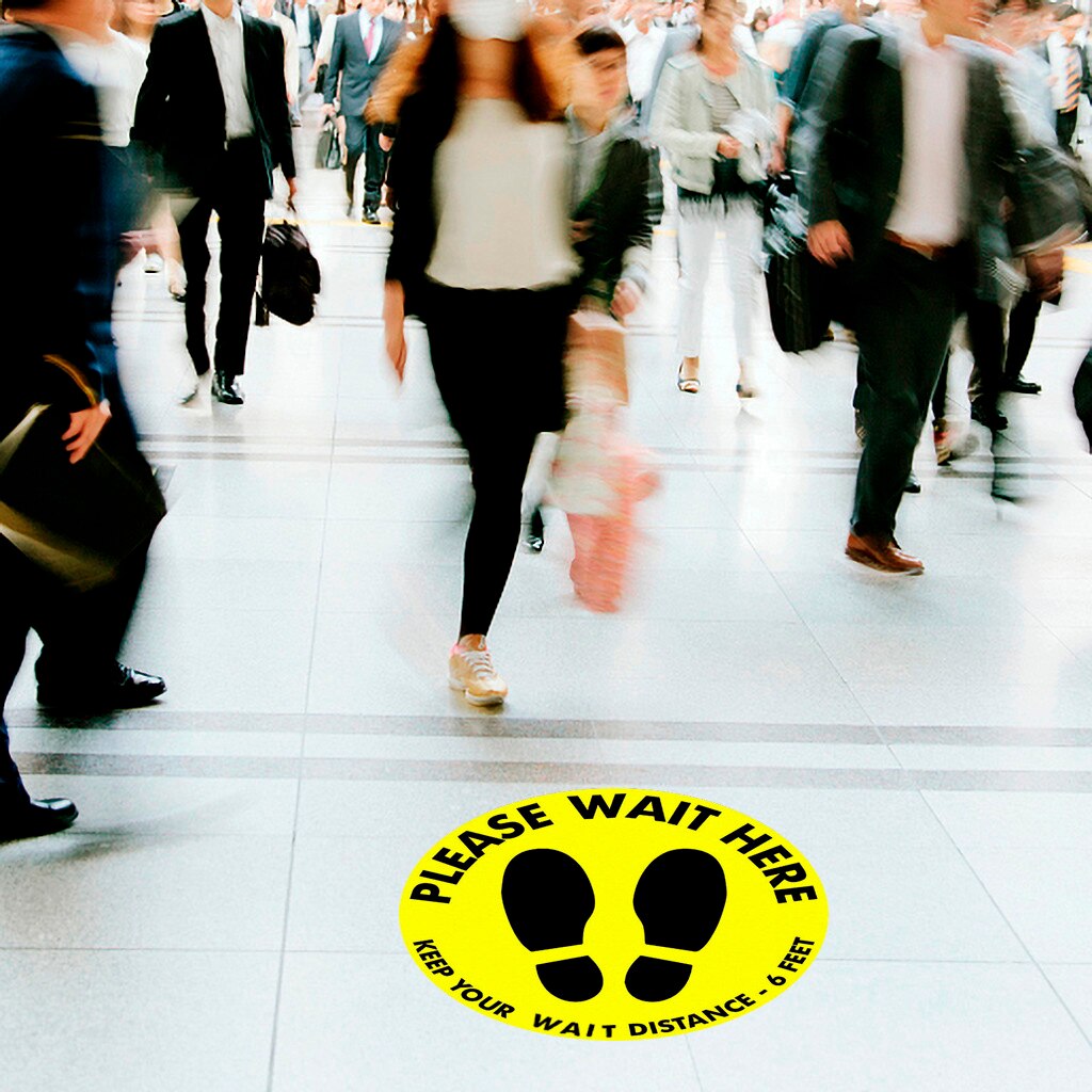 Please Keep Wait Here Stand Here Keep 6ft In Between Distance Marker Floor Wall Stickers Sign Reminder Sticker Wallpaper Decals