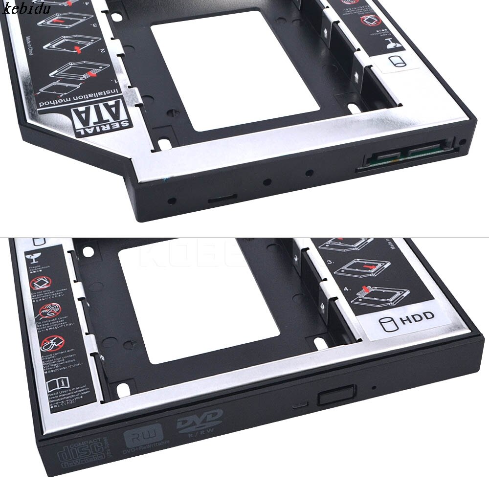 Kebidu 1 pc 12,7mm Universal- 2nd HDD Caddie 2,5 "SATA 3,0 SSD fallen Festplatte Gehäbenutzen + LED-anzeige für Laptop CD-Rom