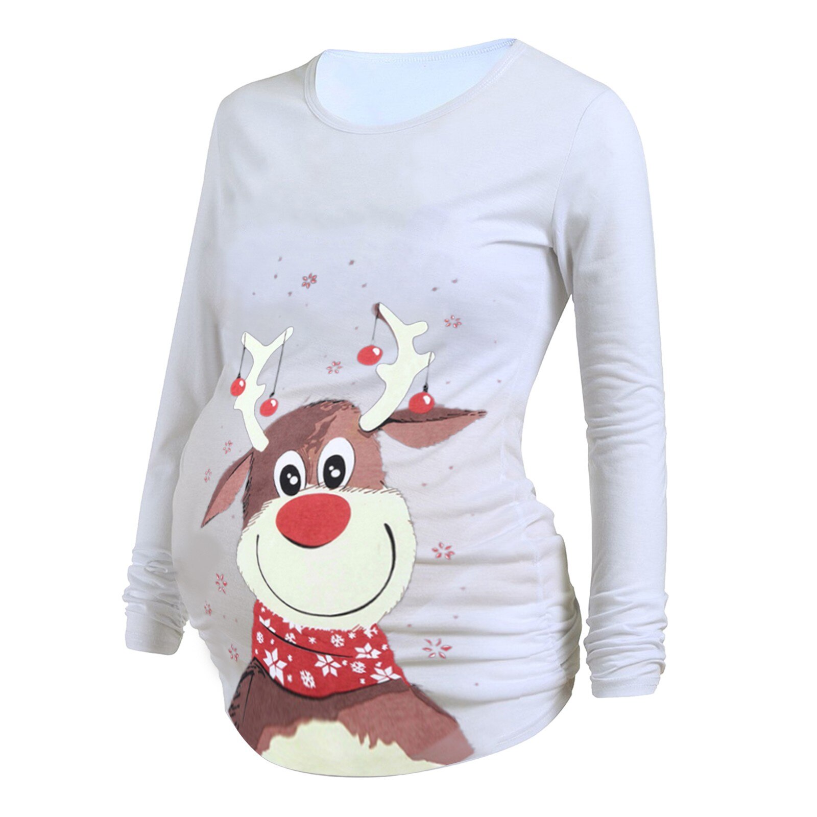 Trendy Top Tees For Pregnant Women Christmas Deer Cartoon Printed Long Sleeve Year Christmas Pregnancy Shirt Tops Xmas