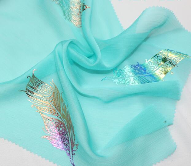 Dancing Dress Cosplay Chiffon Fabric Crepe Thin Magic Feather Fabric Cosplay Sewing Bronzing Wedding Costume DIY: 12 Sky blue