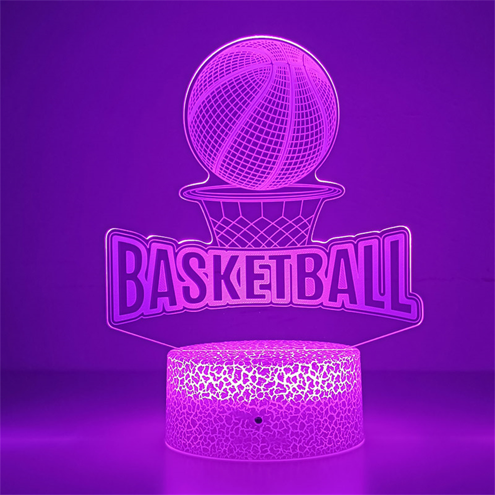 Lámpara de noche de ilusión 3d, holograma de bola de baloncesto, luz nocturna acrílica para decoración de habitación, único para dormitorio de estudiantes