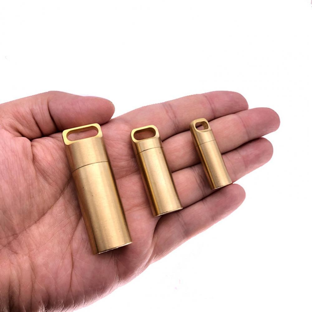 Brass Sealed Bottle Waterproof Capsule Pill Box Outdoor Camping Firstaid Pendant Medicine Storage Organizer Container Case