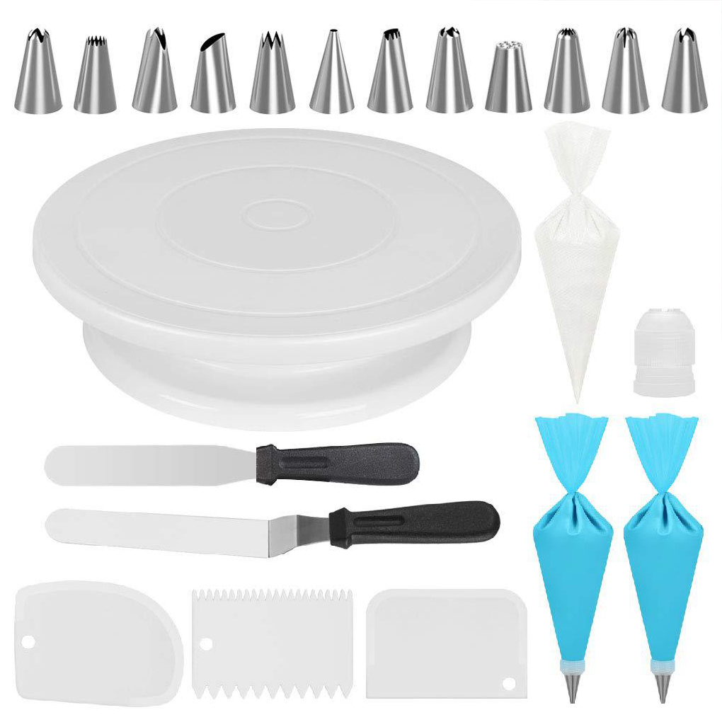 32 Stks/set Cake Turntable Icing Bag Piping Nozzles Set Thuis Bakkerij Cake Decorating Gereedschap Kit