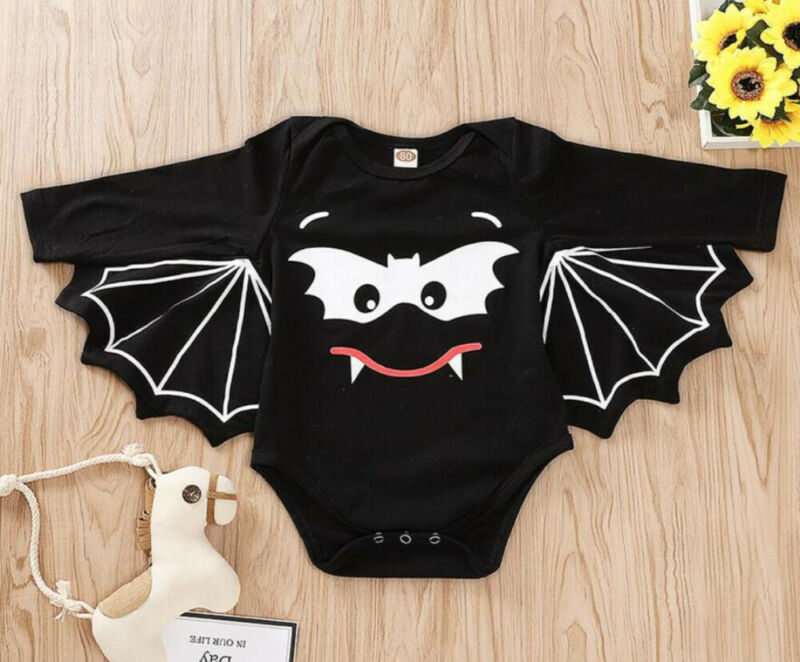 Novo festival crianças pano bebê recém-nascido menina menino manga longa halloween bat camiseta roupas macacão camiseta roupas: 9 to 12M