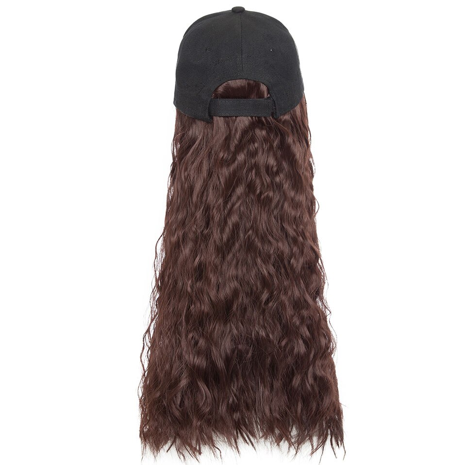 SNOILITE 18 pouces longue extension de cheveux ondulés avec capuchon noir extension synthétique cheveux pour les filles partie style intergrille cap cheveux