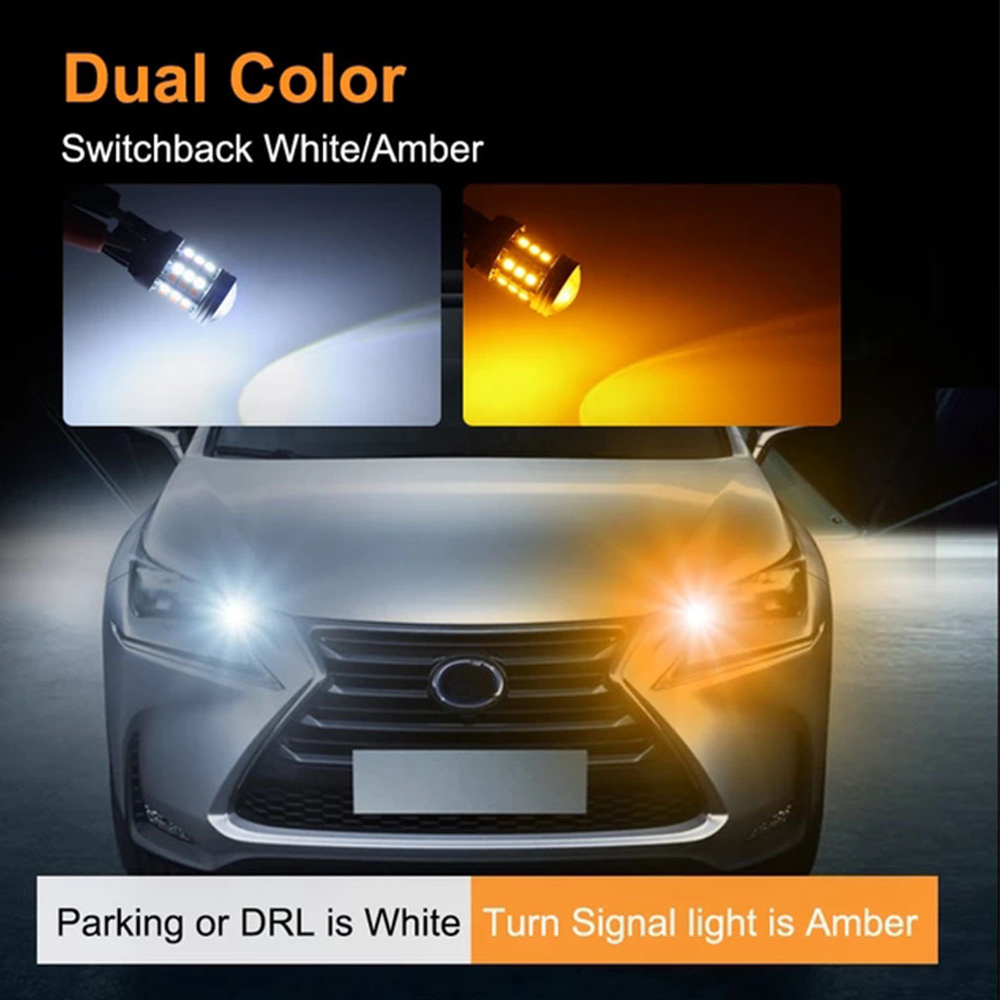 Zweifarbige T20-LED-Autolampe 7443 W21/5 W Glühbirne 1157 Bucht15D 45 SMD LED T25 3157 P27/7 W Auto-Canbus-Bremsleuchte DRL-Blinker