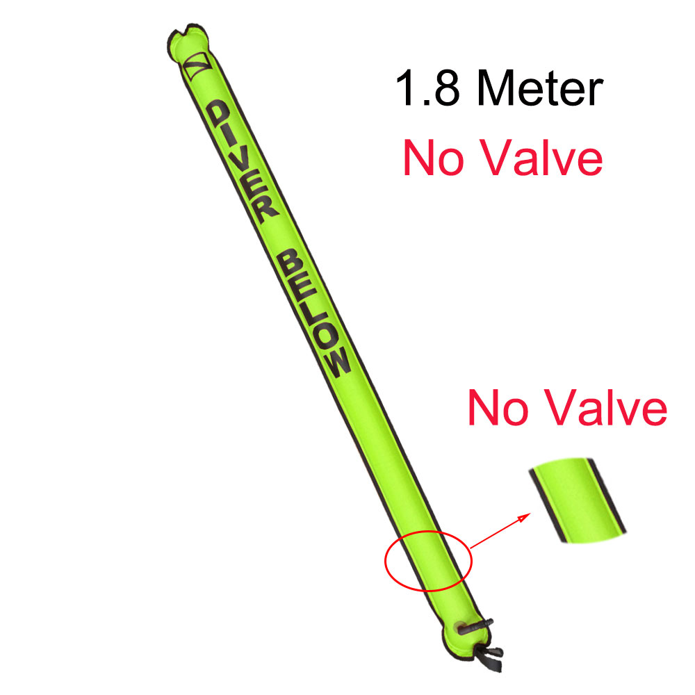 1.1M-1.8M Closed-End Scuba Diving Surface Marker Buoy SMB Drift Diving Ascending Signal Tube Safety Sausage for Wreck Snorkeling: 1.8M Yellow No Valve