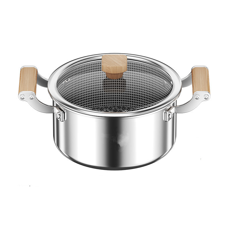 Rostfritt stål soppgryta stekpanna wok honungskaka non-stick gryta med lock hem induktionskokare gasspis kök köksredskap