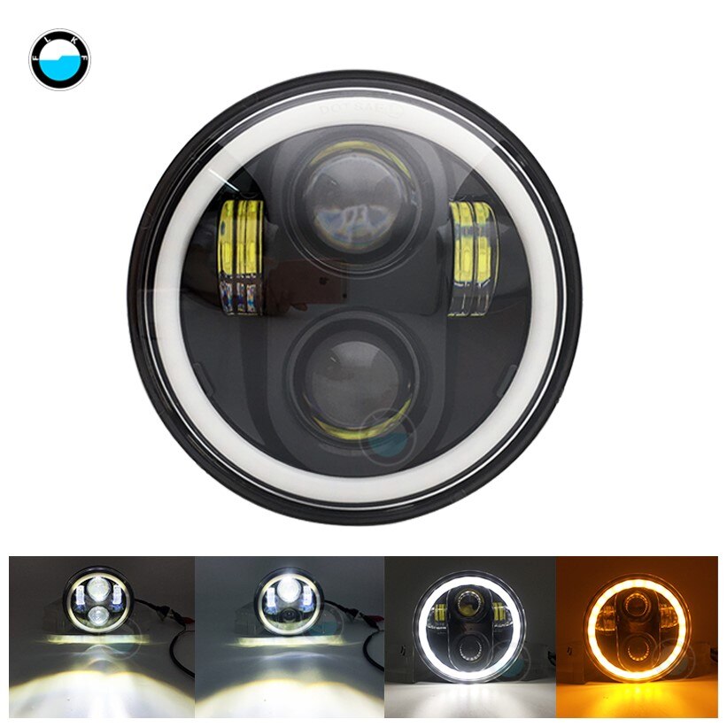 Newest A 5.75 Inch Motorcycle LED Headlight for Dyna Softail Sportster 883 XL883 FXCW 5 3/4" led DRL 80W motorbike headlamp.: WHITE