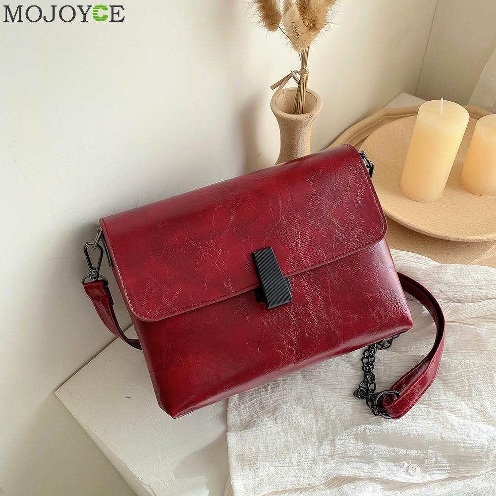 Schoudertassen voor dames, messenger crossbody tassen, dames retro pu leer, kettingslot gesp, dames handtassen