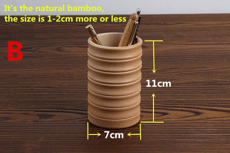Chinese Bamboo Brush Pot Pen Container Penholder Calligraphy Brush Pen Holder: B