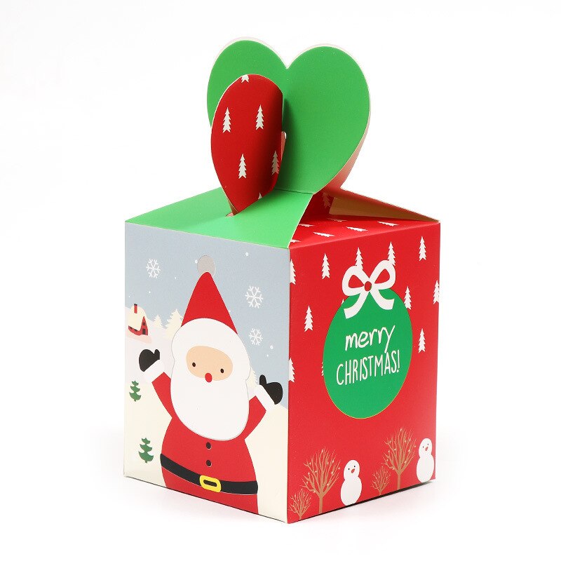 50 Stks/partij 10X8.5X8.5Cm Kerstavond Apple Papier Doos Cookies Snoep Verpakking Zak Gevouwen Doos christmas Party Kids: LW009