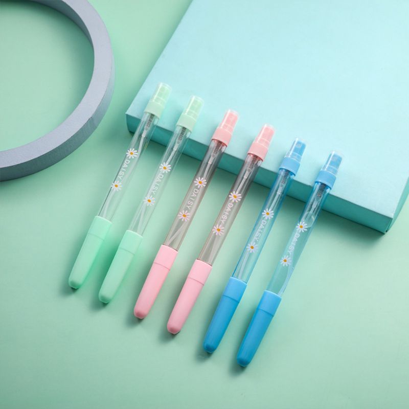 6pcs/set Spray Gel Pen Perfume Disinfectant Alcohol Sanitizer Refillable Spray Neutral Pen Student Stationery