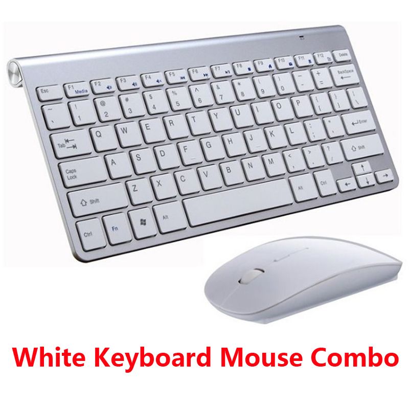 Portable Mini Wireless Keyboard 2.4GHz Multimedia Computer Mouse Keyboard Set Combo For Laptop Desktop Mac PC Notebook Smart TV: White Mouse Keyboard