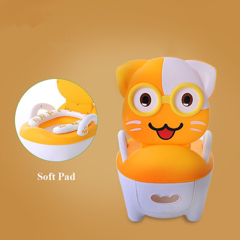Mignon chat bébé toilette formation Potties Portable pratique enfants formation Pan siège de toilette PP dessin animé bassin pour enfants urinoir: Yellow B