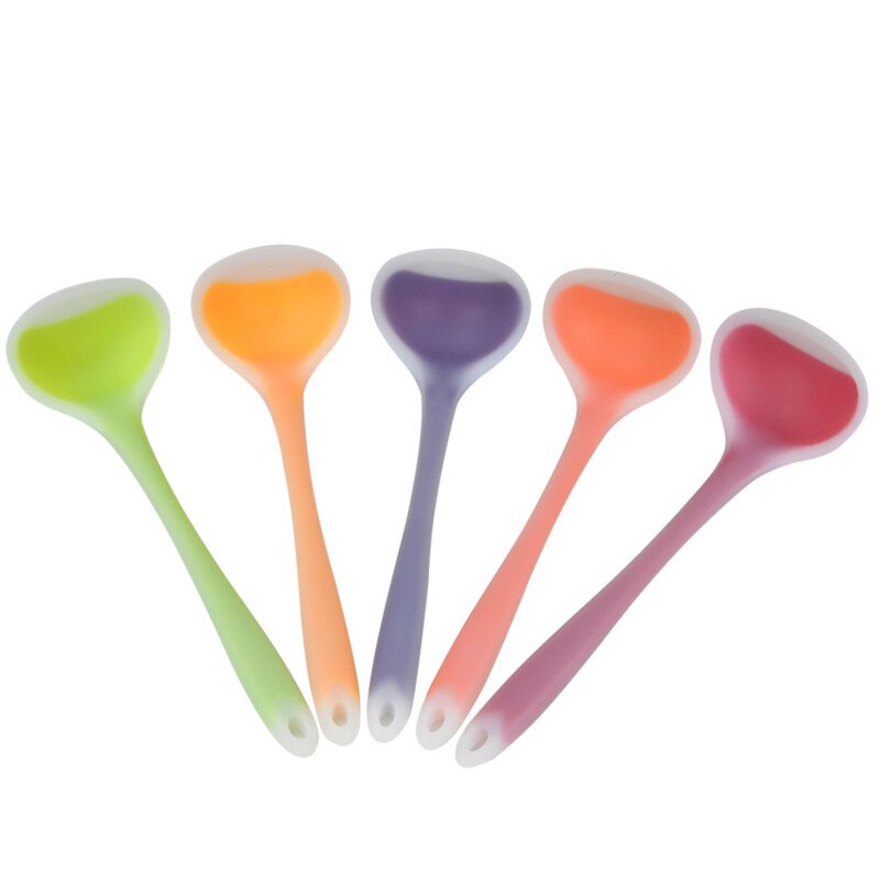 1pc non-stick genomskinlig silikon sked hög temperatur anti-skållning handtag sked kök matlagning verktyg kök tillbehör