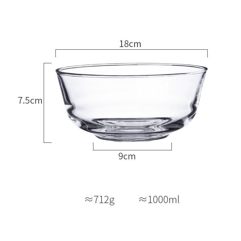 nordisch Stil Kreative transparent Frucht Salat Glas Schüssel Haushalt Nachtisch Schüssel Abendessen Tiefe Platte Gerichte Küche Liefert Runde: 1000ml Schüssel