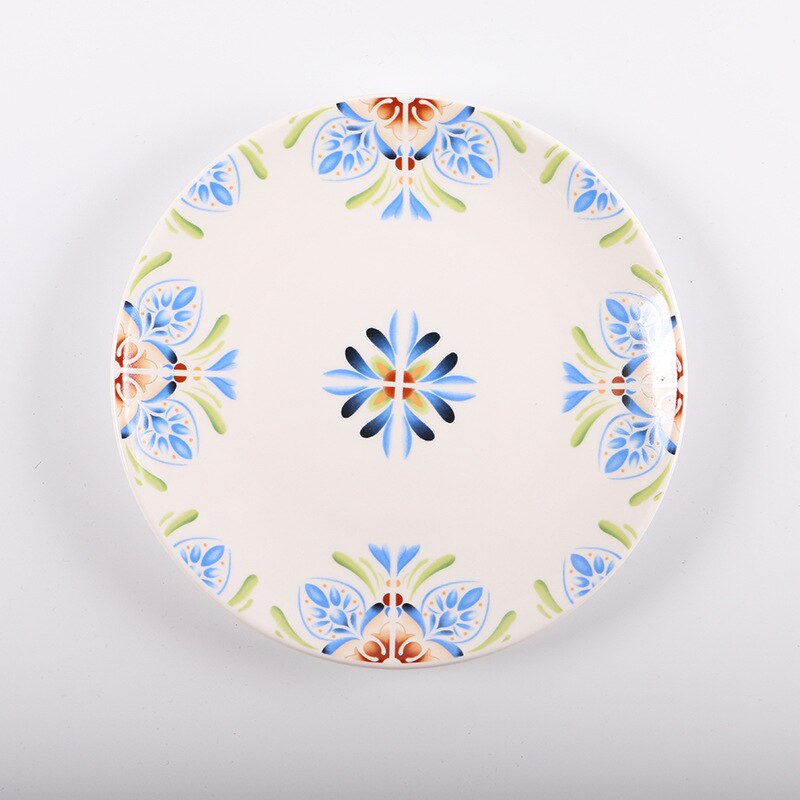 Steak plate Retro ceramic cutlery set Western breakfast plate ceramic shallow plate: D