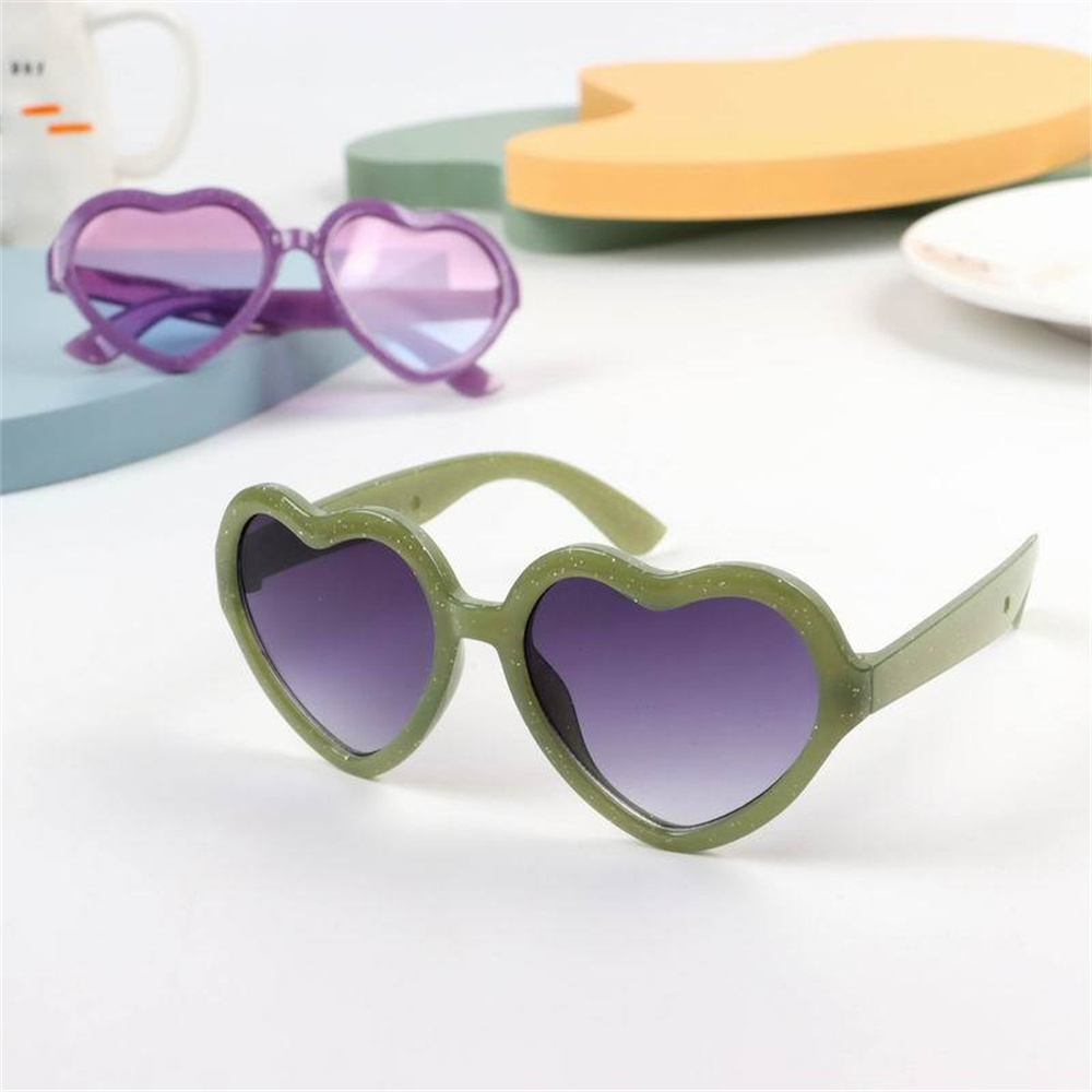 Heart-shaped Children&#39;s Sunglasses Round Gradient Lens Heart Sunglasses Cartoon Love Baby Sunglasses Sunshade Glasses